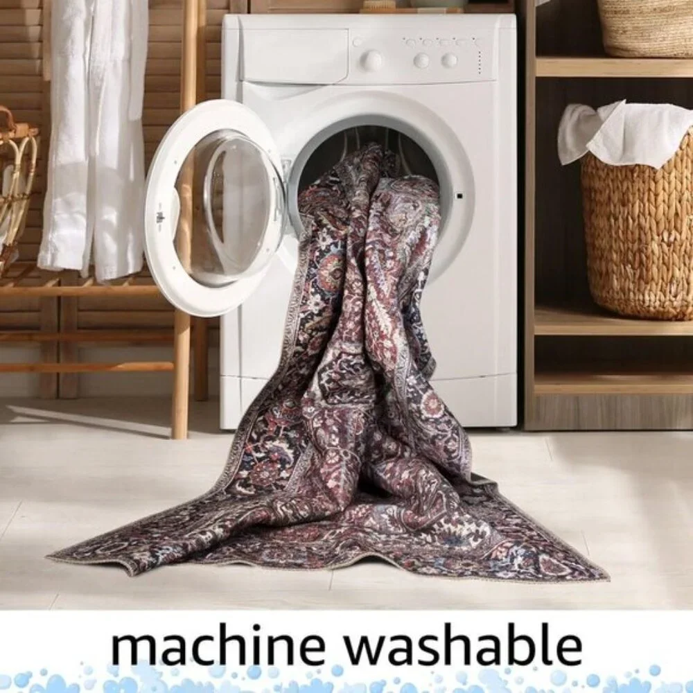 3x5 Washable Entry Rug, Non-Slip, Low Pile, Vintage, Durable for High Traffic
